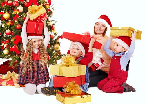 family near the Christmas tree