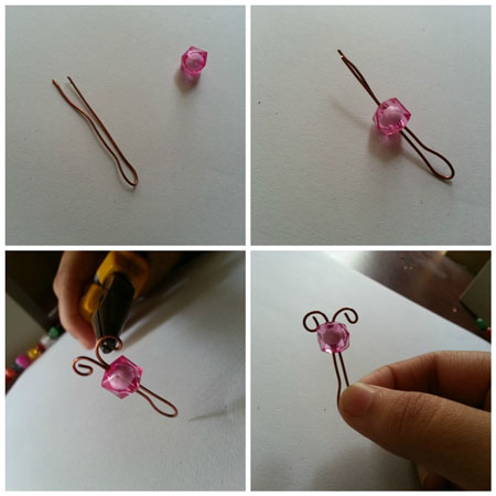 5 simple pendants made of wire and beads by your own hands