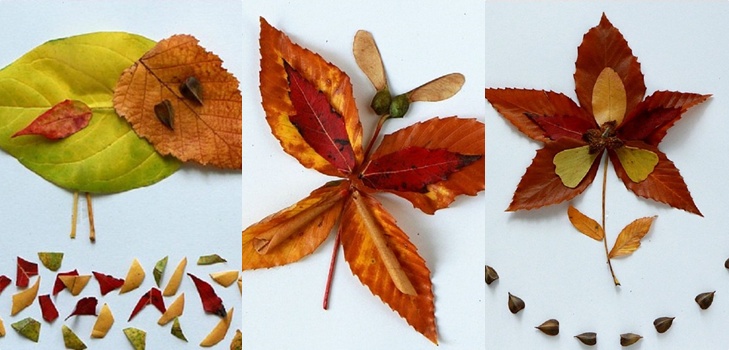 Applique from autumn leaves for kindergarten and 1-2 classes of school, master classes with photo and video