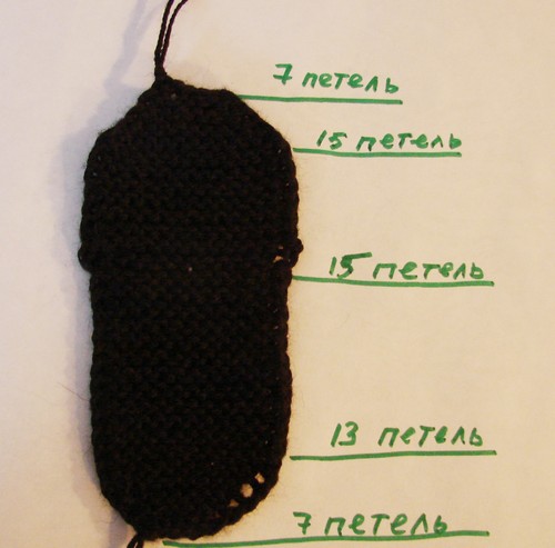 Black and white booties with knitting needles for summer