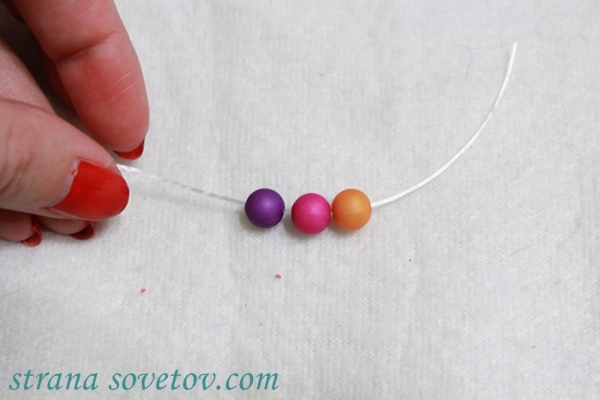 Children's set: bracelet and necklace of ribbons and beads