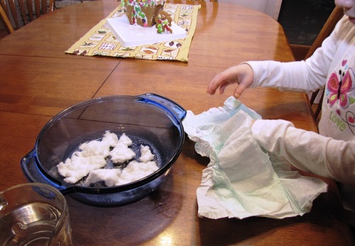 Artificial snow with own hands