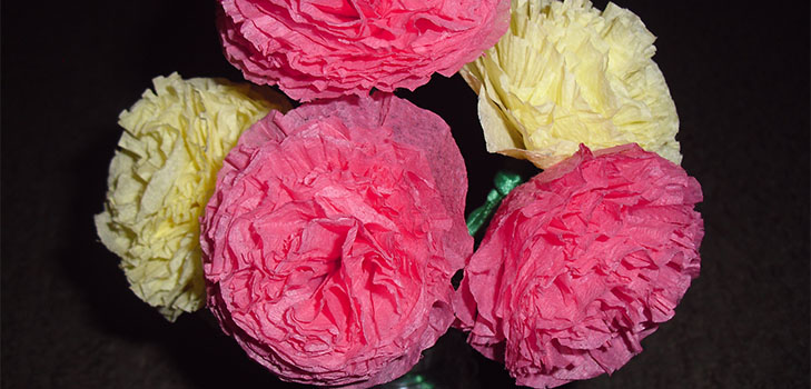 Carnations of colored paper with their own hands on May 9