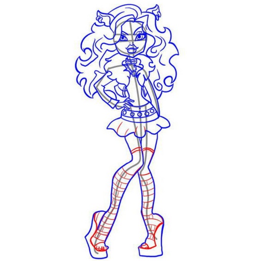 How to draw Claudine Woolf from the "Monster High"?