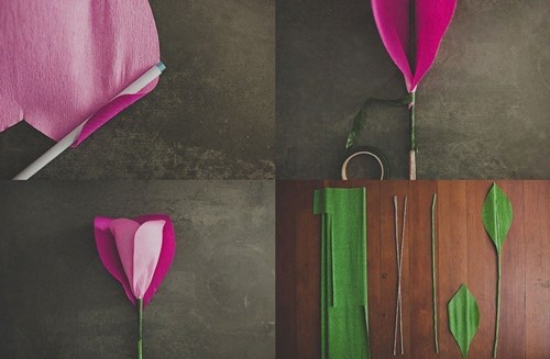 Roses made from corrugated paper Roses made from corrugated paper