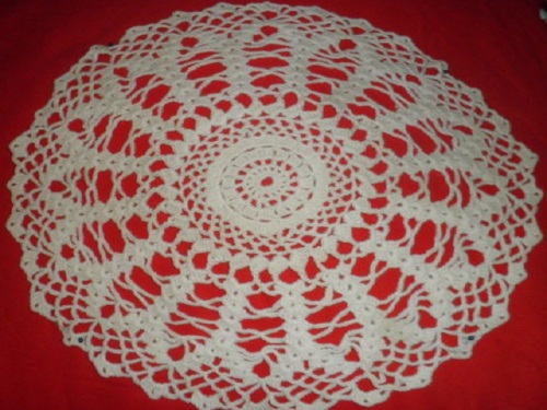 Openwork tablecloth crocheted