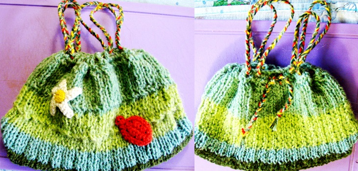 Summer bag of leftovers of yarn knitting