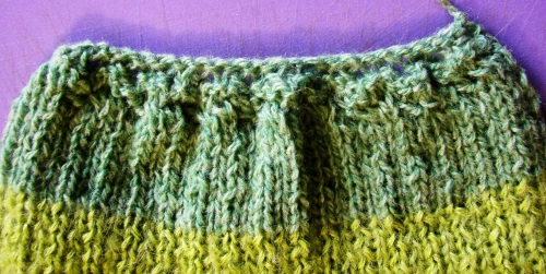 Summer bag of leftovers of yarn knitting
