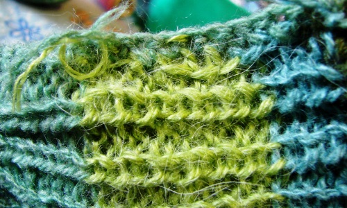 Summer bag of leftovers of yarn knitting