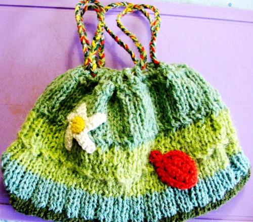Summer bag of leftovers of yarn knitting