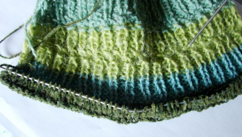 Summer bag of leftovers of yarn knitting