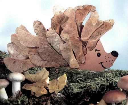 Master-class "Autumn crafts made of natural material. Application "Hedgehog from leaves" »