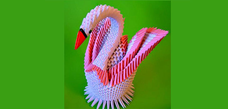 How to make a swan origami from modules - step by step instruction with photos and videos