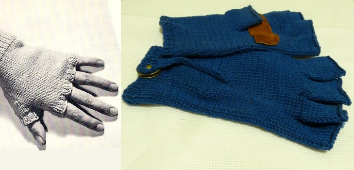 Men's summer gloves without fingers with knitting needles