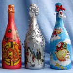New Year's decoupage of bottles New Year's decoupage of bottles