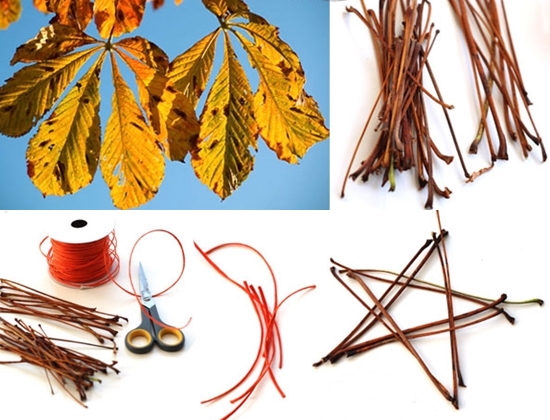 Autumn crafts made of twigs with their own hands