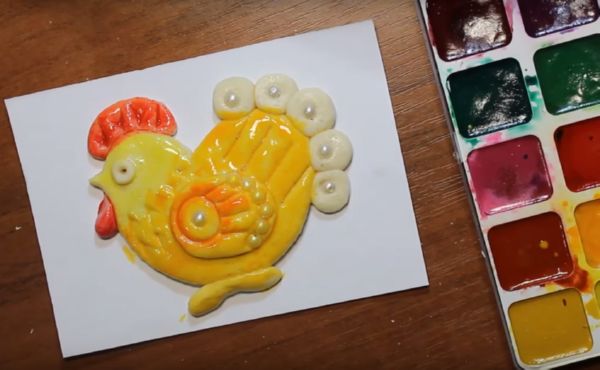 Rooster with his own hands