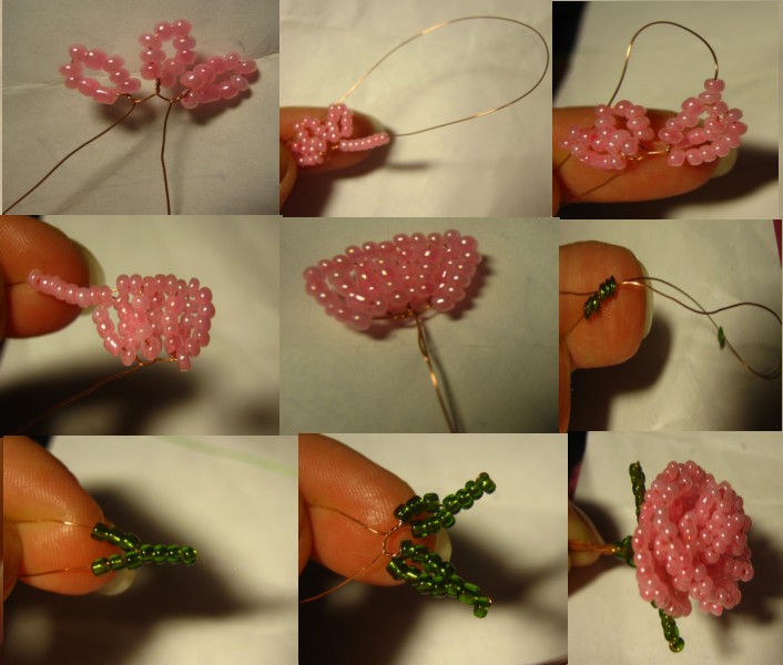 Weaving of roses from beads