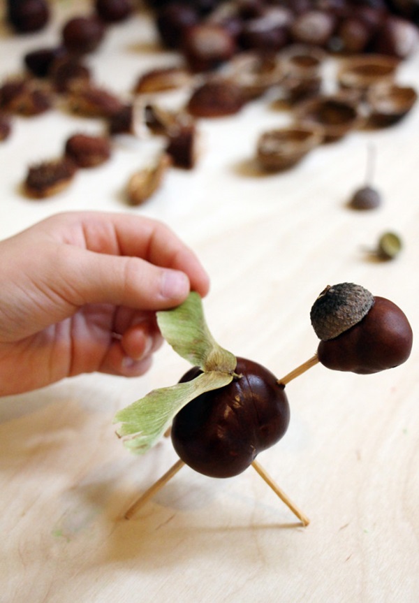 Crafts from chestnuts on the theme of Autumn