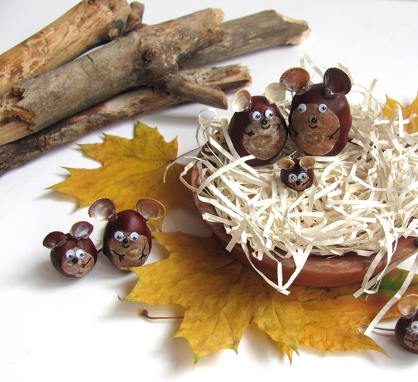 Crafts from chestnuts on the theme of Autumn