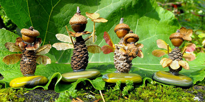 Autumn crafts made of acorns