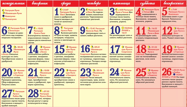 Sowing calendar for February 2017 for truck farmers and gardeners. Table of favorable days for the sowing lunar calendar for February 2017