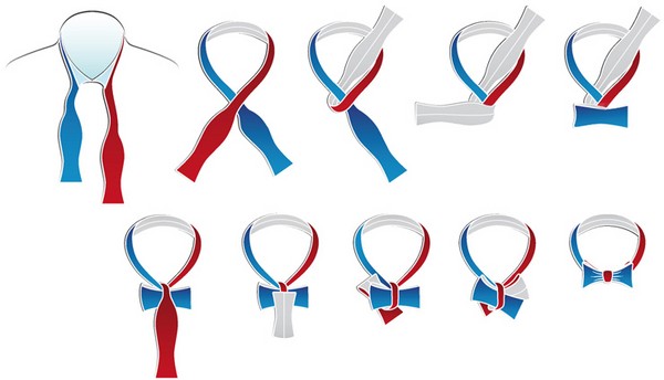 The scheme of tying a butterfly and making a bowtie with his own hands