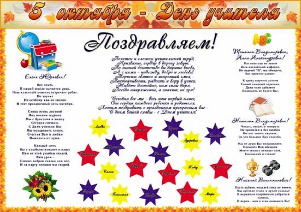 Stengazeta on Teacher's Day with my own hands - how to draw on paper, templates, photos Stengazeta on Teacher's Day with my own hands - how to draw on paper, templates, photos