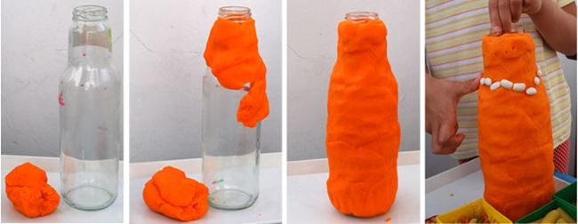 Vase from plasticine and grains with own hands: photo-instruction