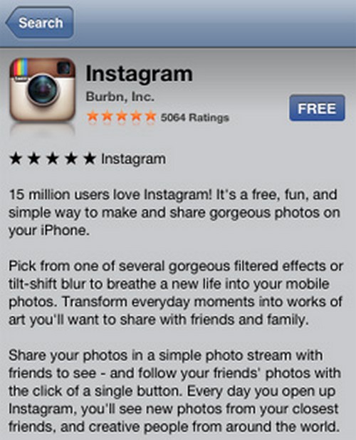 Instructions for registration in Instagram