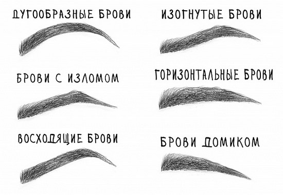 Forms of eyebrows