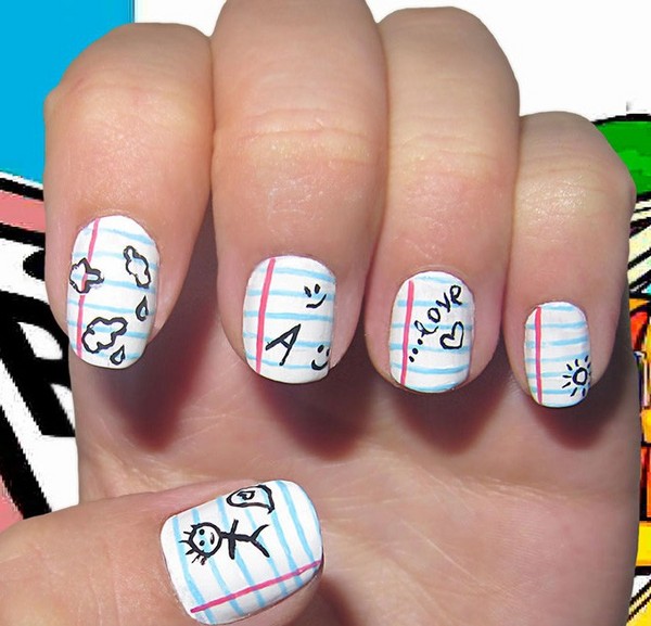 What manicure to make in school on September, 1st, a photo. Manicure ideas for Knowledge Day for pupils of 9th and 11th grades