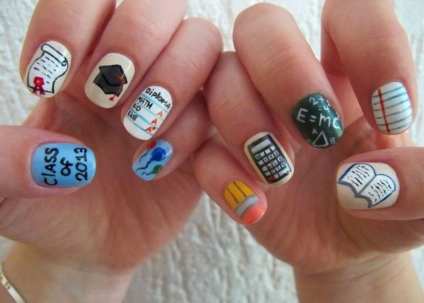 What manicure to make in school on September, 1st, a photo. Manicure ideas for Knowledge Day for pupils of 9th and 11th grades