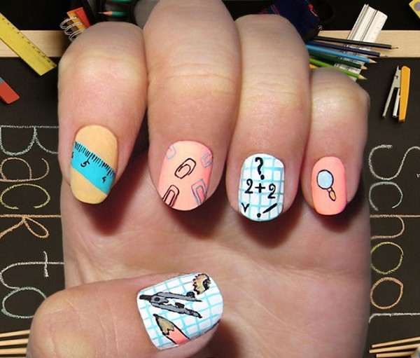 What manicure to make in school on September, 1st, a photo. Manicure ideas for Knowledge Day for pupils of 9th and 11th grades