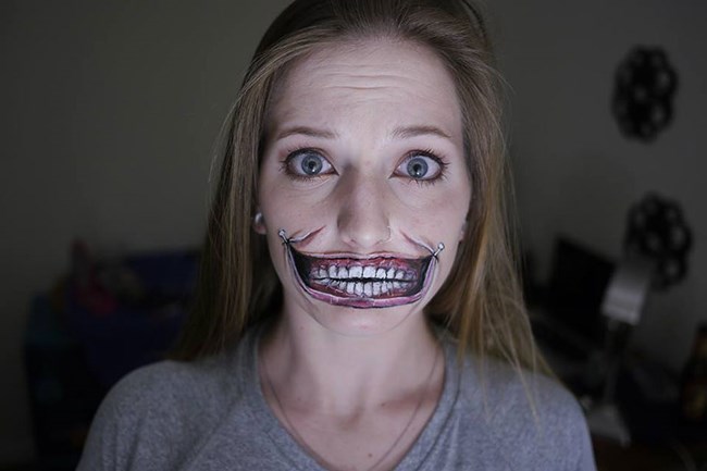Girl with a painted mouth