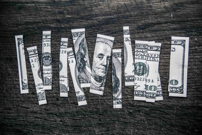 The cut dollar bill
