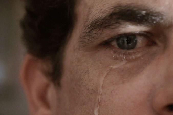 the man is crying