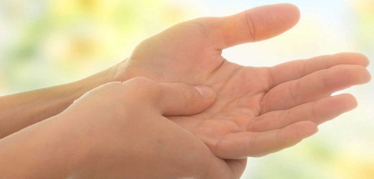 What does the left palm of your hand feel?