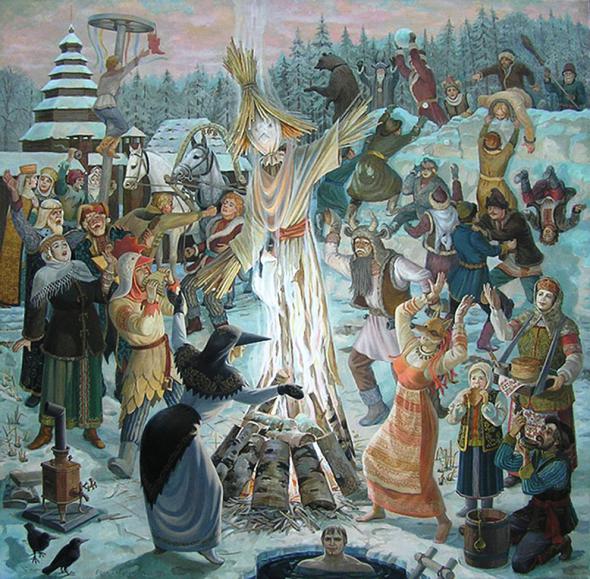How to draw Shrovetide? Draw a spring holiday with the children