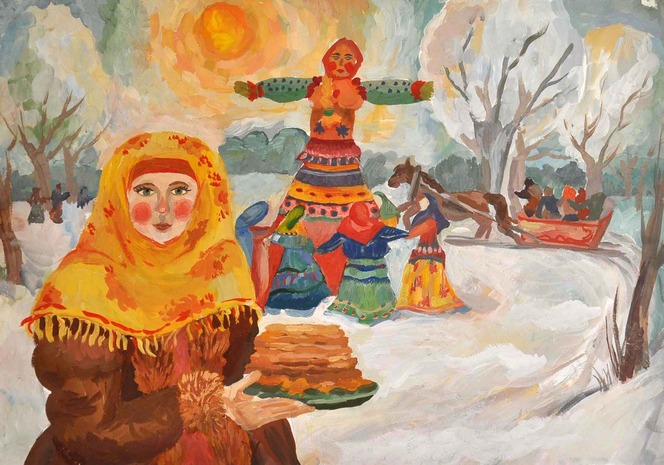 How to draw Shrovetide? Draw a spring holiday with the children