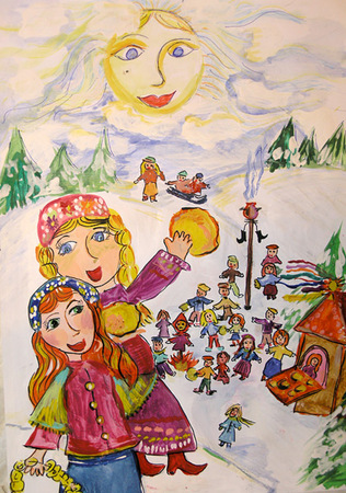 How to draw Shrovetide? Draw a spring holiday with the children