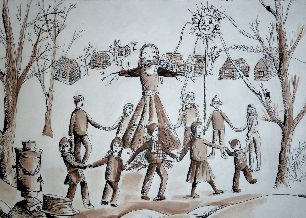 How to draw Shrovetide? Draw a spring holiday with the children