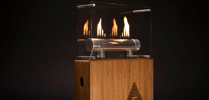 Fire magic: column-fireplace Fireside Audiobox