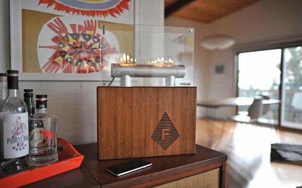 Fire magic: column-fireplace Fireside Audiobox