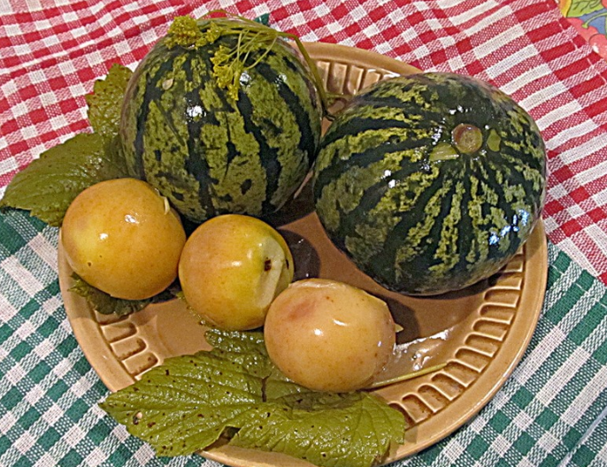 Salting watermelons for the winter in barrels Salting watermelons for the winter in barrels