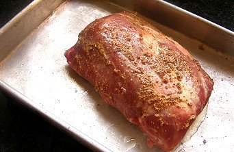 Picture of a recipe of a baked pork neck in the oven