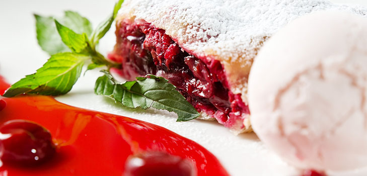 A recipe for juicy and tender cherry strudel with cinnamon