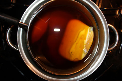  Melt the wax with coconut oil