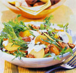 Potato salad with tangerines and nuts