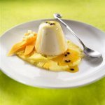 Coconut panna cotta with prune sauce